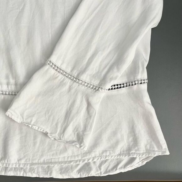 Fourteenth Place White Peplum Ladder Lace Blouse in White Lyocell - Picture 8 of 10